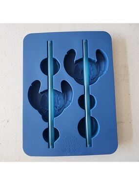 Disney Stitch silicone ice tray with straws